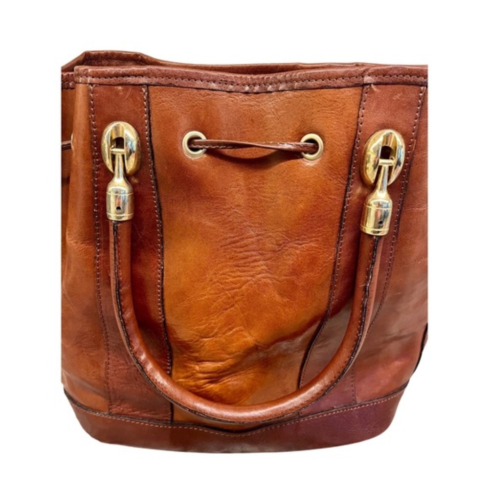 Valentina Leather Drawstring Bucket Bag Genuine Italian Leather Made in Italy